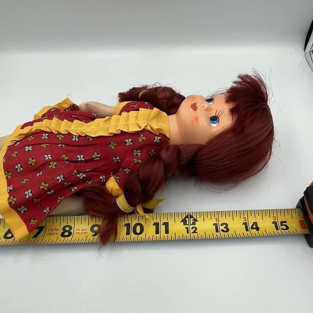 Celluloid Face Doll Vintage Red Hair Blue Eyes Original Outfit Cloth Body 15